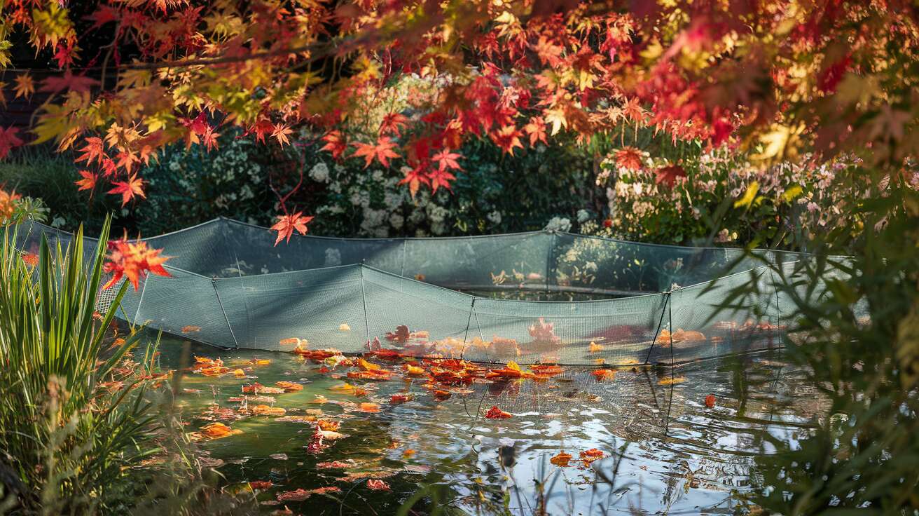 Cette technique pratique avec du grillage protège les bassins de jardin contre les feuilles mortes